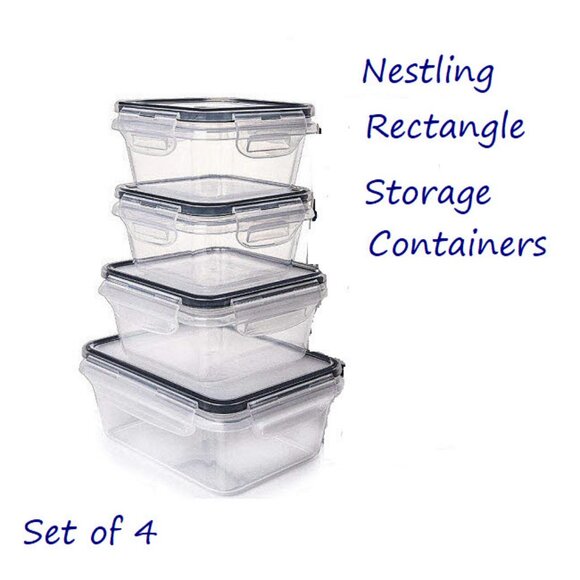 LOCK & LOCK ~ Nestling Rectangle Storage Airtight containers ~ set of 4 - Picture 1 of 3